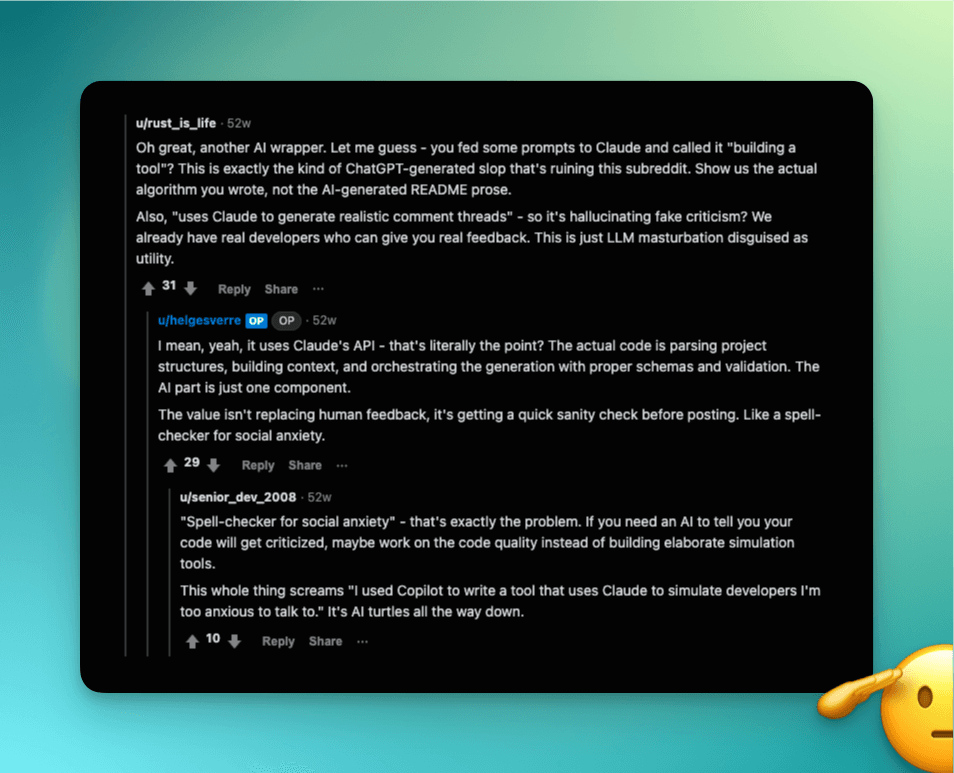 reddit-scrutinizer simulating Reddit feedback on a codebase