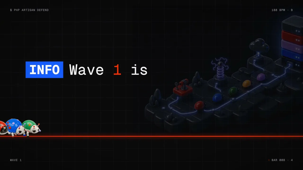 0:10.8 INFO Wave 1 is…, typed word by word as it is sung