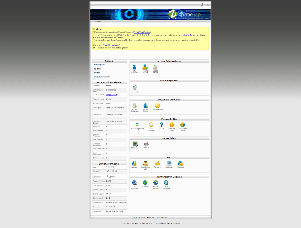 Cpanel Theme for ZPanel